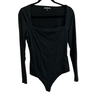 Abercrombie & Fitch Black Fitted Thong Bodysuit